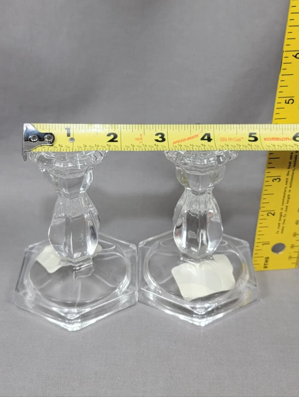 Fitz and Floyd Candlestick Peg Cup Holders Clear Glass Set of 2 Decorative